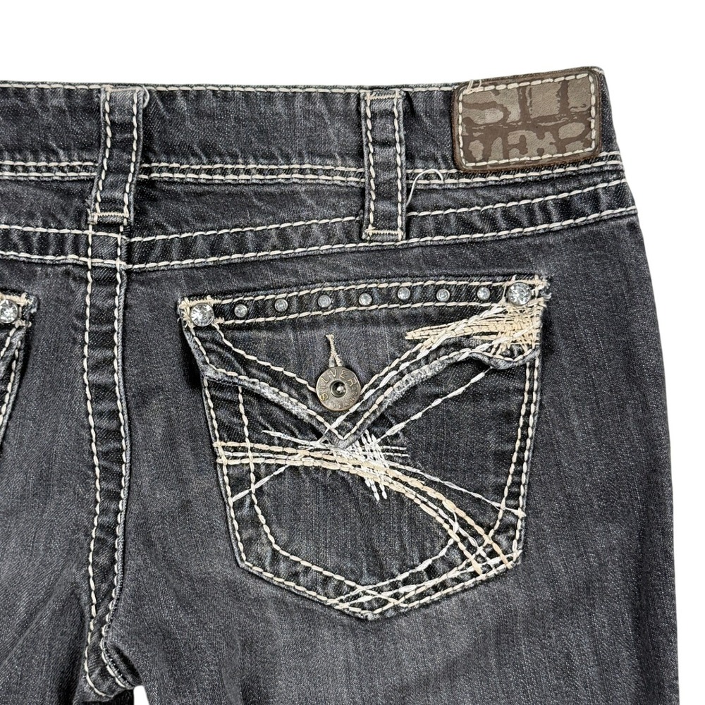 Silver Jeans McKenzie Slim Bootcut Dark Wash Thick Stitch Rhinestone W31 L32